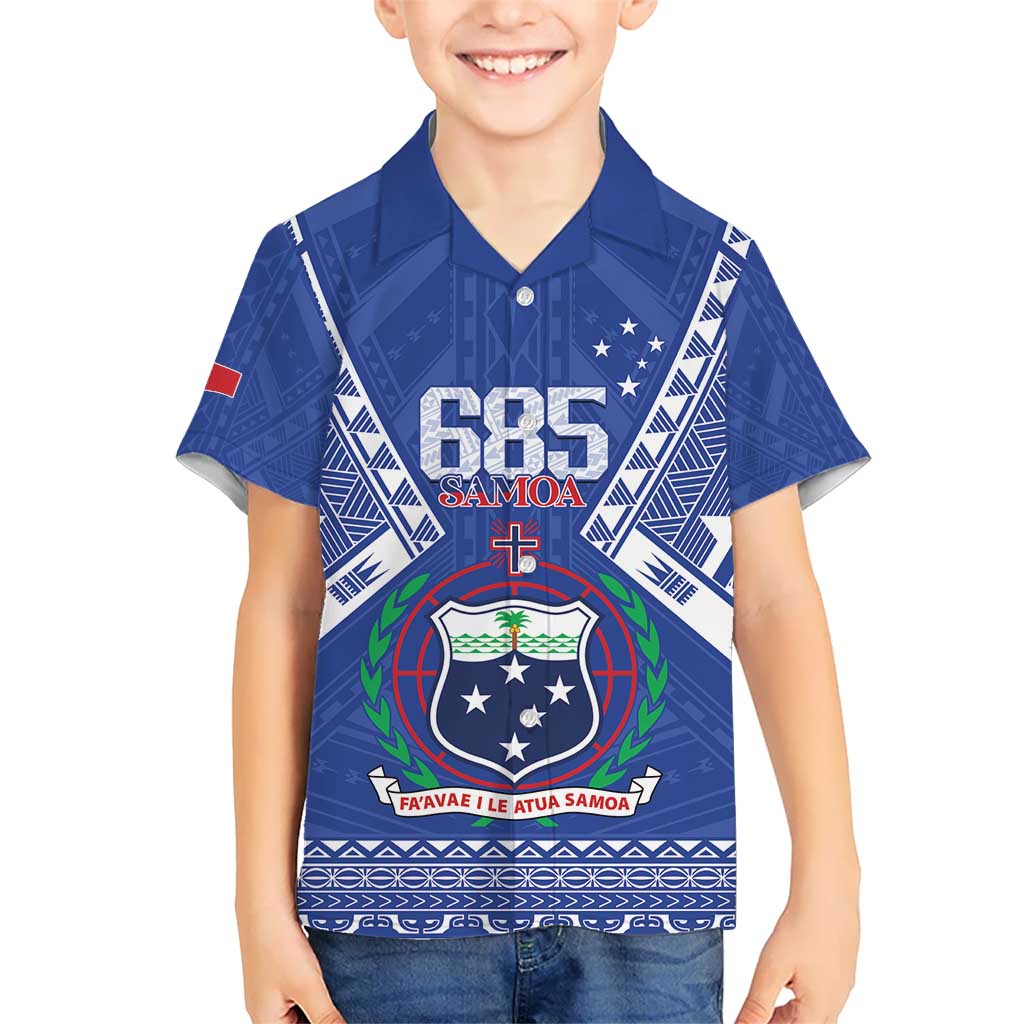 Personalised Samoa 685 Kid Hawaiian Shirt Samoan Pride Coat Of Arms LT14 Kid Blue - Polynesian Pride