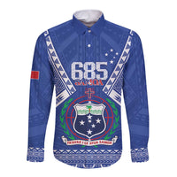 Personalised Samoa 685 Long Sleeve Button Shirt Samoan Pride Coat Of Arms - Polynesian Pride