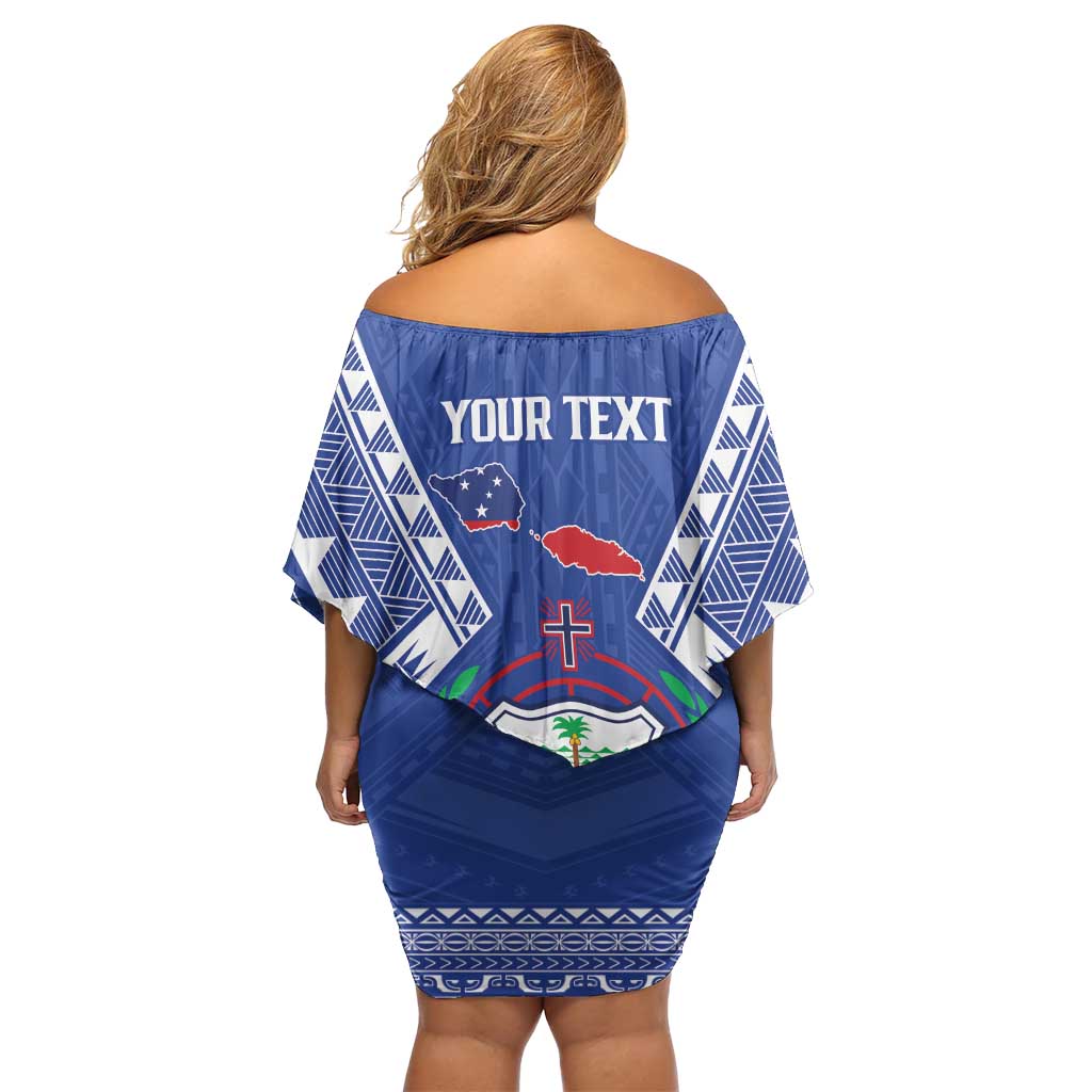 Personalised Samoa 685 Off Shoulder Short Dress Samoan Pride Coat Of Arms - Polynesian Pride