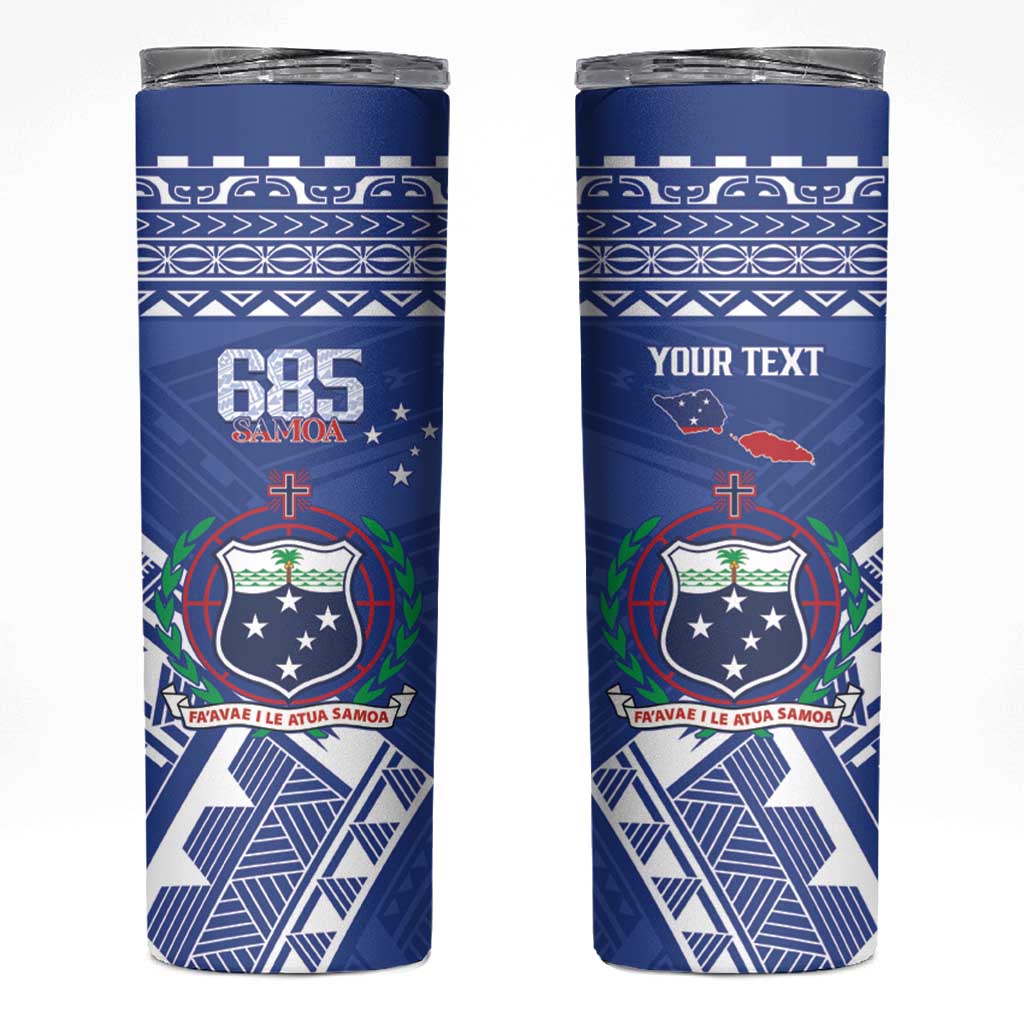 Personalised Samoa 685 Skinny Tumbler Samoan Pride Coat Of Arms - Polynesian Pride