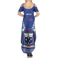 Personalised Samoa 685 Summer Maxi Dress Samoan Pride Coat Of Arms - Polynesian Pride
