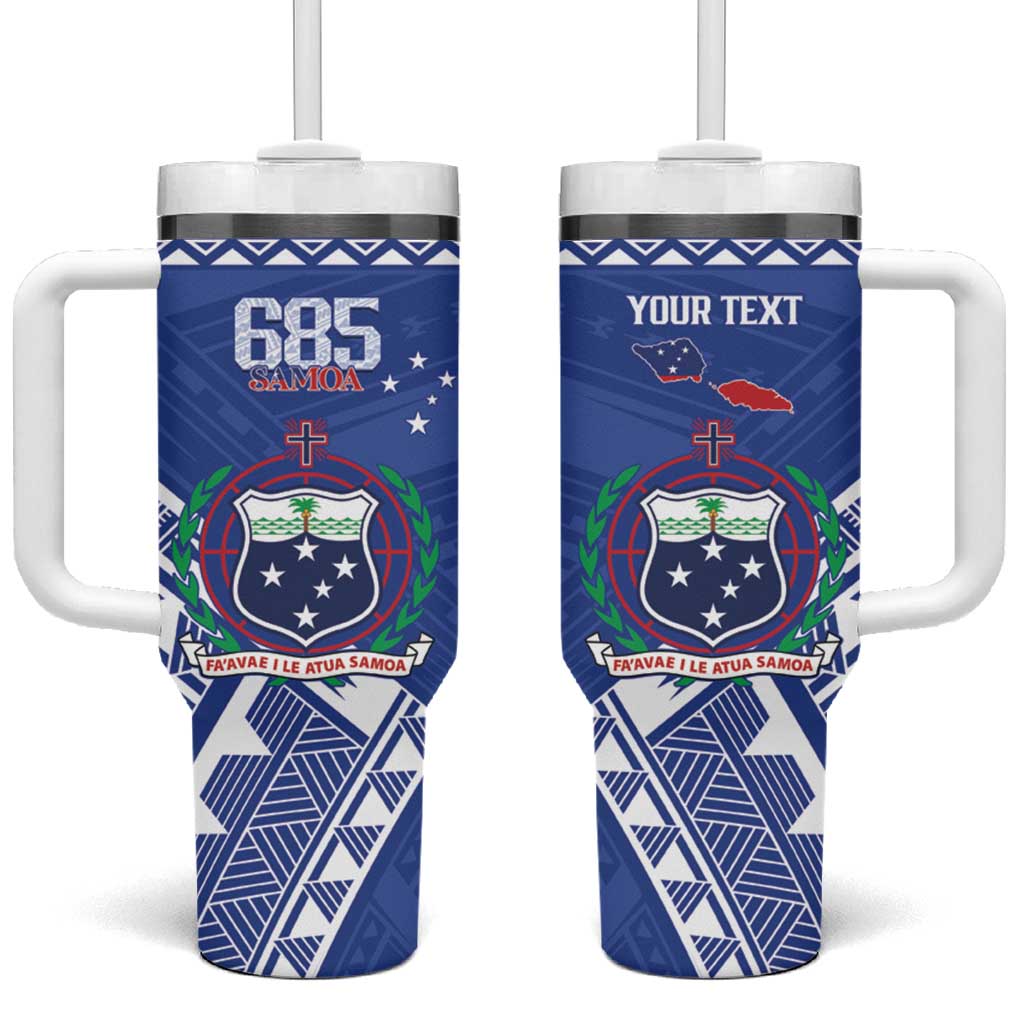Personalised Samoa 685 Tumbler With Handle Samoan Pride Coat Of Arms - Polynesian Pride