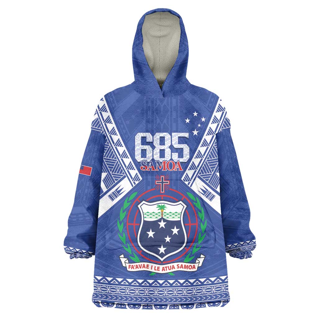 Personalised Samoa 685 Wearable Blanket Hoodie Samoan Pride Coat Of Arms - Polynesian Pride