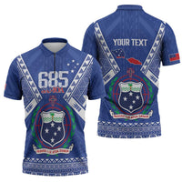 Personalised Samoa 685 Zipper Polo Shirt Samoan Pride Coat Of Arms - Polynesian Pride