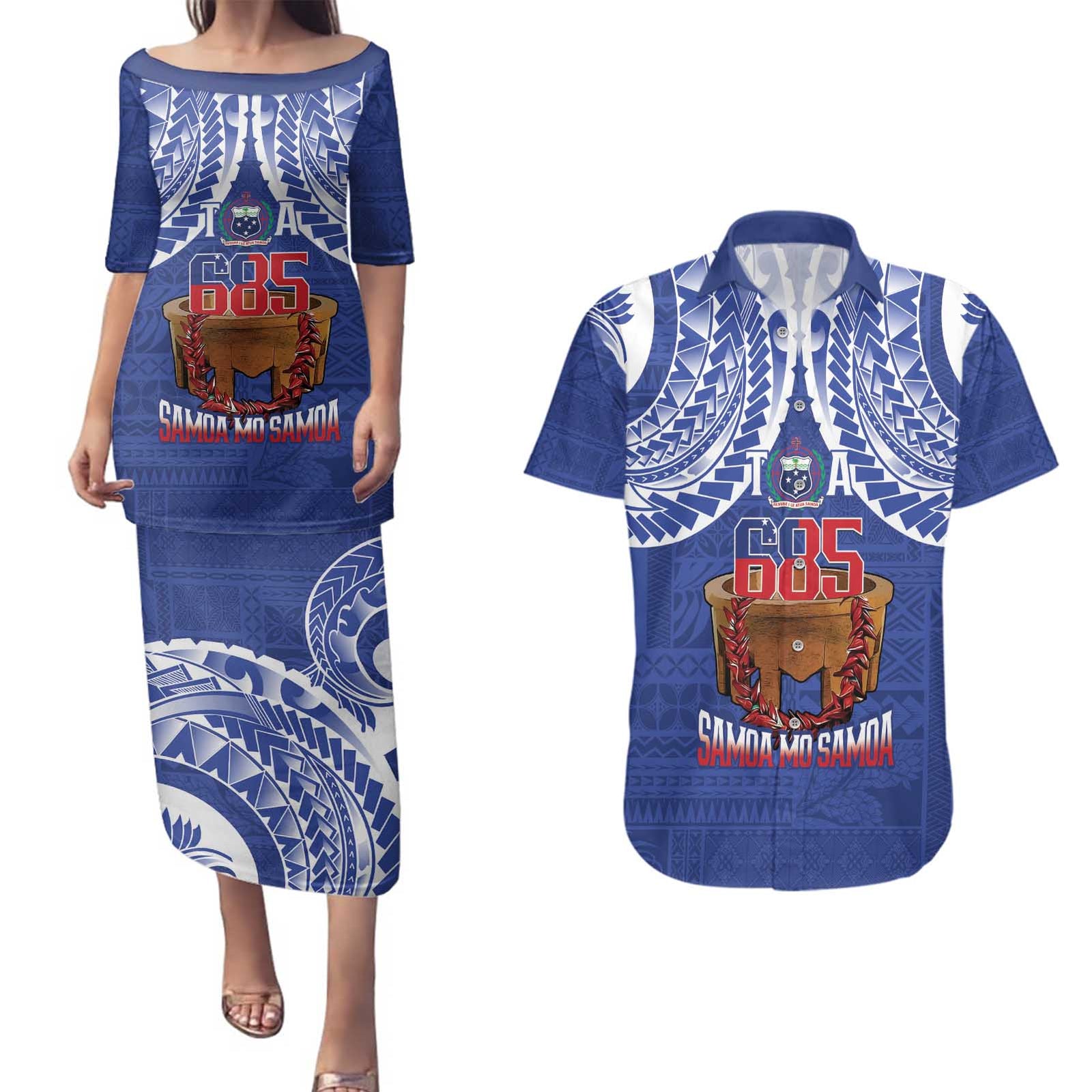 Toa Samoa Rugby Couples Matching Puletasi and Hawaiian Shirt 685 Pride Tanoa Ula Fala - Polynesian Pride