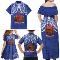 Toa Samoa Rugby Family Matching Off Shoulder Maxi Dress and Hawaiian Shirt 685 Pride Tanoa Ula Fala - Polynesian Pride