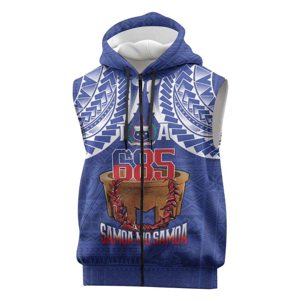 Toa Samoa Rugby Sleeveless Zip Hoodie 685 Pride Tanoa Ula Fala LT14 Blue - Polynesian Pride