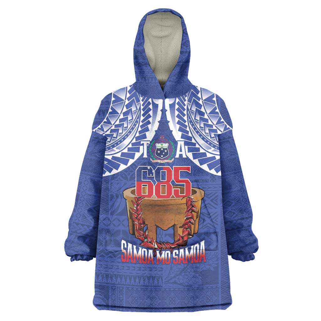 Toa Samoa Rugby Wearable Blanket Hoodie 685 Pride Tanoa Ula Fala LT14 One Size Blue - Polynesian Pride