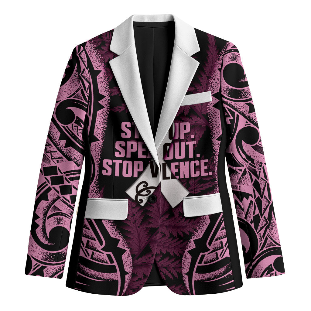 White Ribbon Day New Zealand Blazer Respect Women Maori Pattern Pink LT14 Unisex Pink - Polynesian Pride