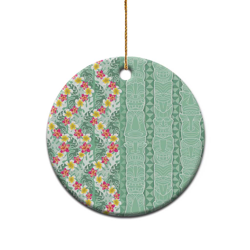 Menthol Green Aloha Hawaii Tiki Ceramic Ornament Tropical Plumeria - Seamless Style