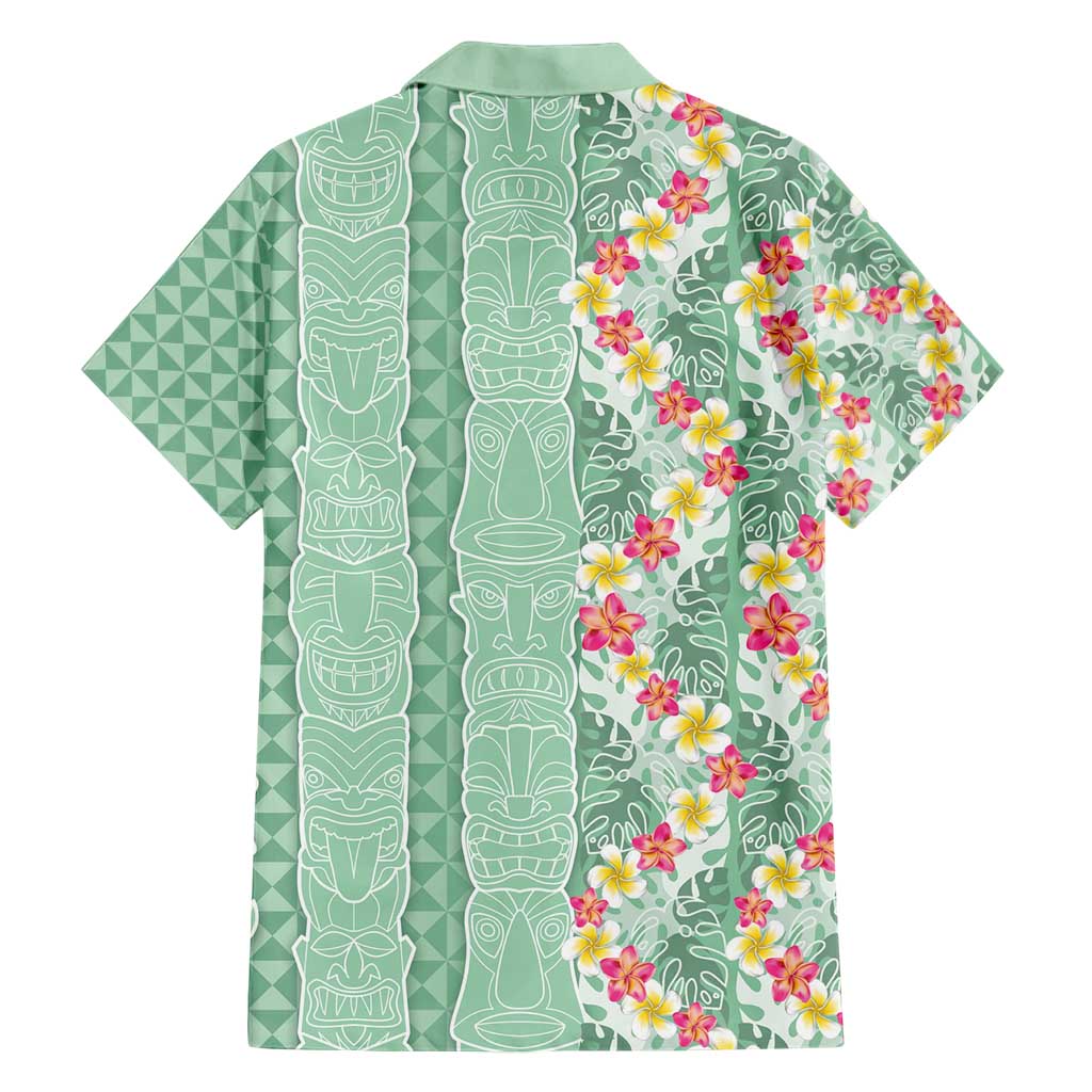 Menthol Green Aloha Hawaii Tiki Hawaiian Shirt Tropical Plumeria - Seamless Style