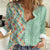 Menthol Green Aloha Hawaii Tiki Women Casual Shirt Tropical Plumeria - Seamless Style