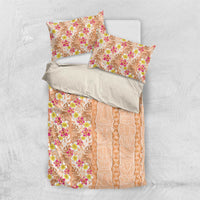 Orange Chiffon Aloha Hawaii Tiki Bedding Set Tropical Plumeria - Seamless Style