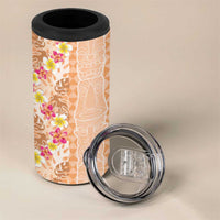 Orange Chiffon Aloha Hawaii Tiki 4 in 1 Can Cooler Tumbler Tropical Plumeria - Seamless Style