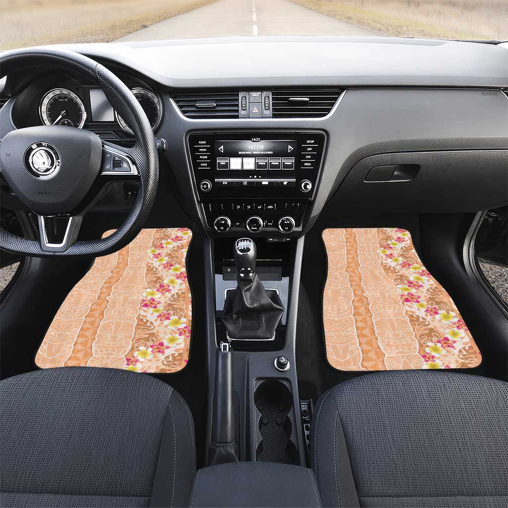 Orange Chiffon Aloha Hawaii Tiki Car Mats Tropical Plumeria - Seamless Style
