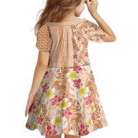 Orange Chiffon Aloha Hawaii Tiki Kid Short Sleeve Dress Tropical Plumeria - Seamless Style LT14 - Polynesian Pride