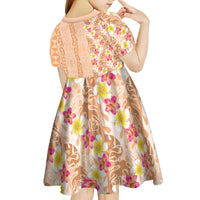 Orange Chiffon Aloha Hawaii Tiki Kid Short Sleeve Dress Tropical Plumeria - Seamless Style LT14 - Polynesian Pride