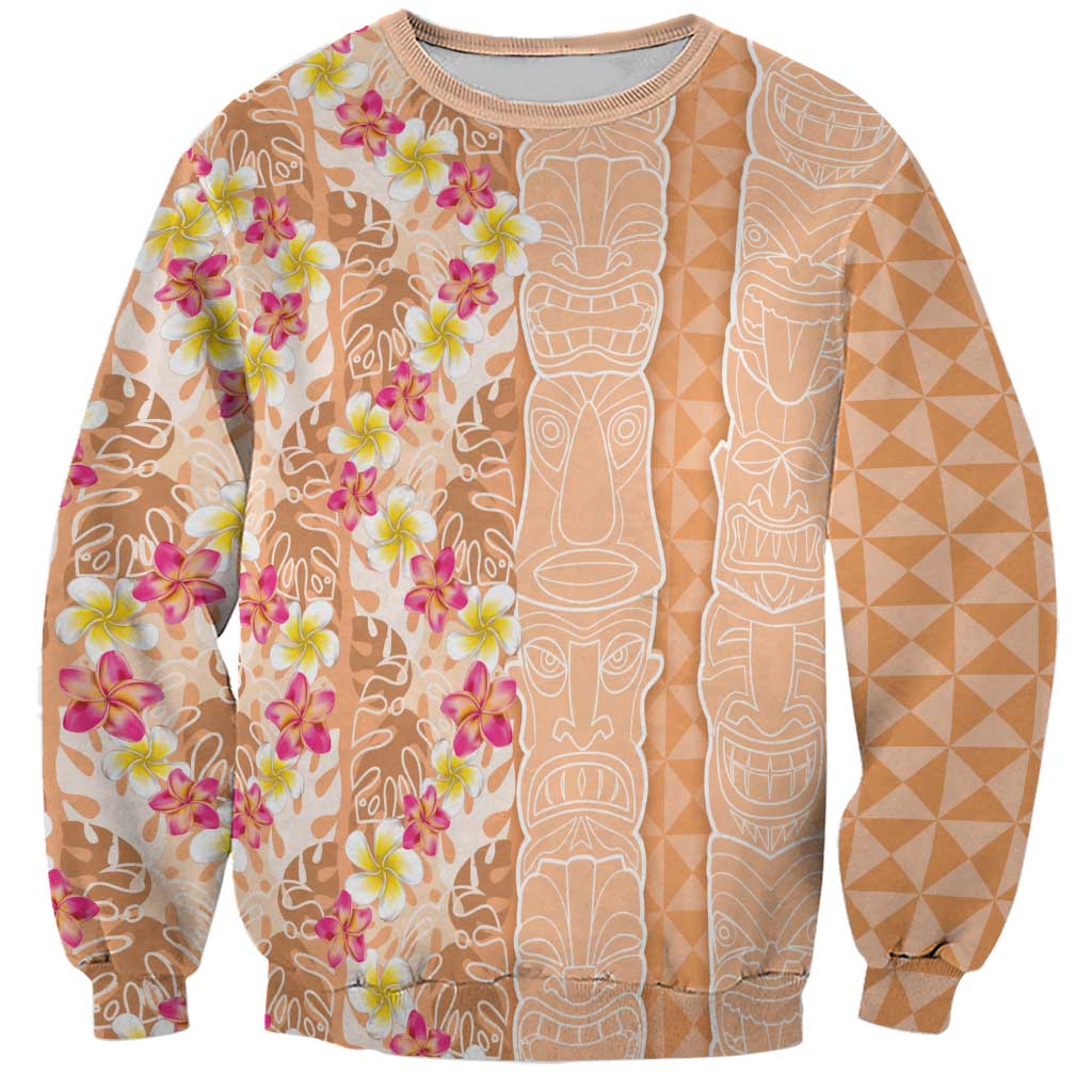 Orange Chiffon Aloha Hawaii Tiki Sweatshirt Tropical Plumeria - Seamless Style LT14 Unisex Orange - Polynesian Pride
