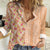 Orange Chiffon Aloha Hawaii Tiki Women Casual Shirt Tropical Plumeria - Seamless Style