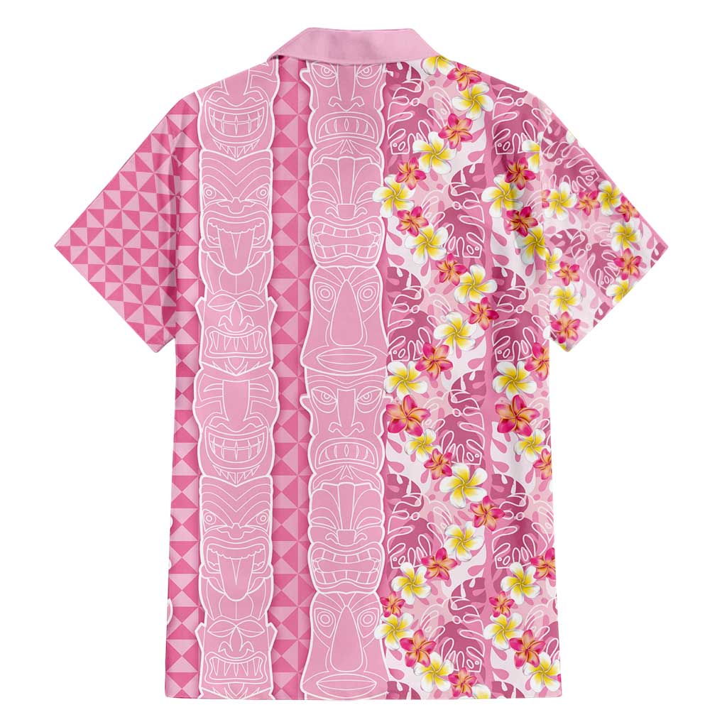 Pastel Magenta Aloha Hawaii Tiki Family Matching Puletasi and Hawaiian Shirt Tropical Plumeria - Seamless Style