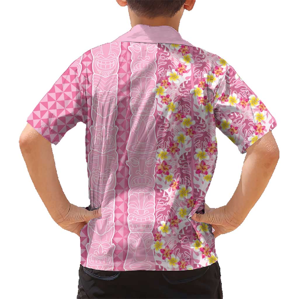 Pastel Magenta Aloha Hawaii Tiki Kid Hawaiian Shirt Tropical Plumeria - Seamless Style