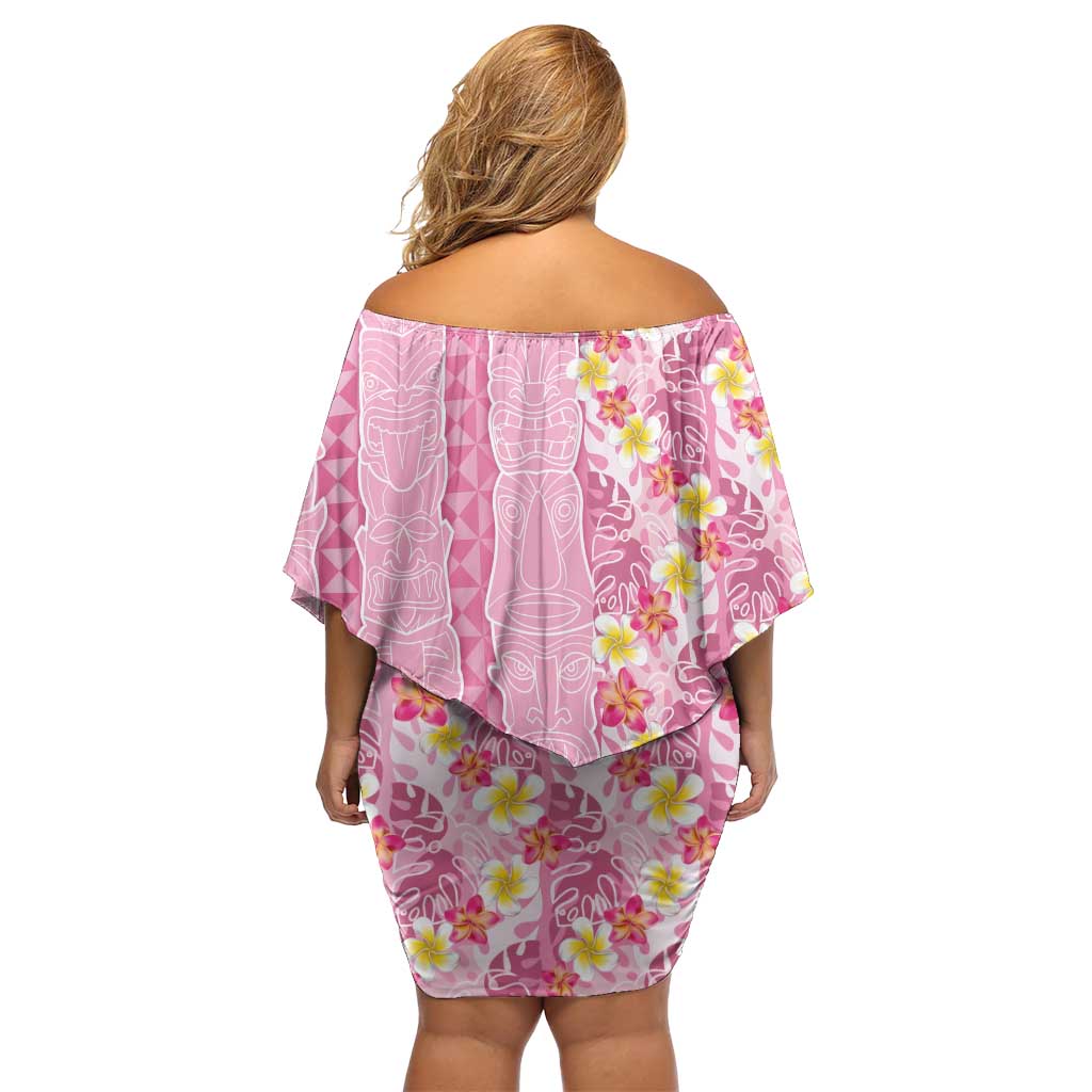 Pastel Magenta Aloha Hawaii Tiki Off Shoulder Short Dress Tropical Plumeria - Seamless Style LT14 - Polynesian Pride