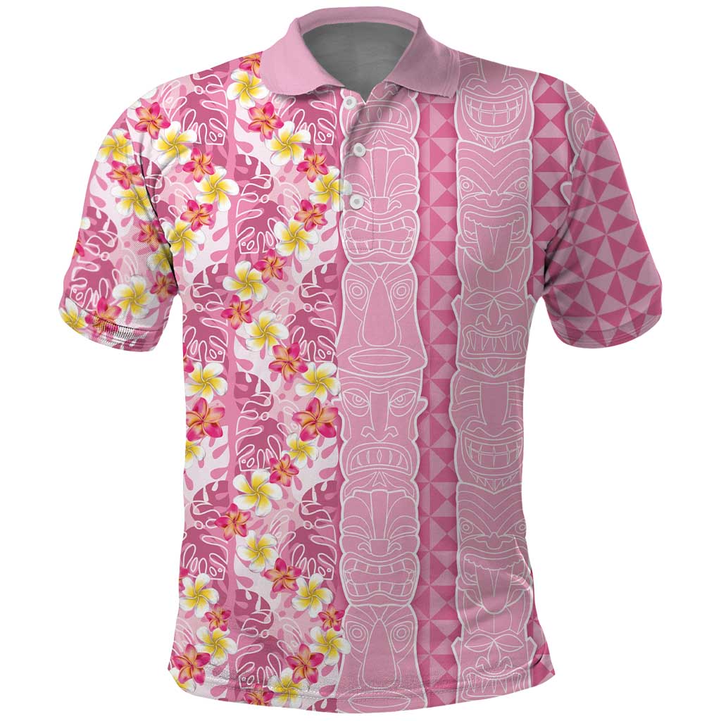 Pastel Magenta Aloha Hawaii Tiki Polo Shirt Tropical Plumeria - Seamless Style LT14 Magenta - Polynesian Pride