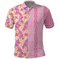 Pastel Magenta Aloha Hawaii Tiki Polo Shirt Tropical Plumeria - Seamless Style LT14 Magenta - Polynesian Pride