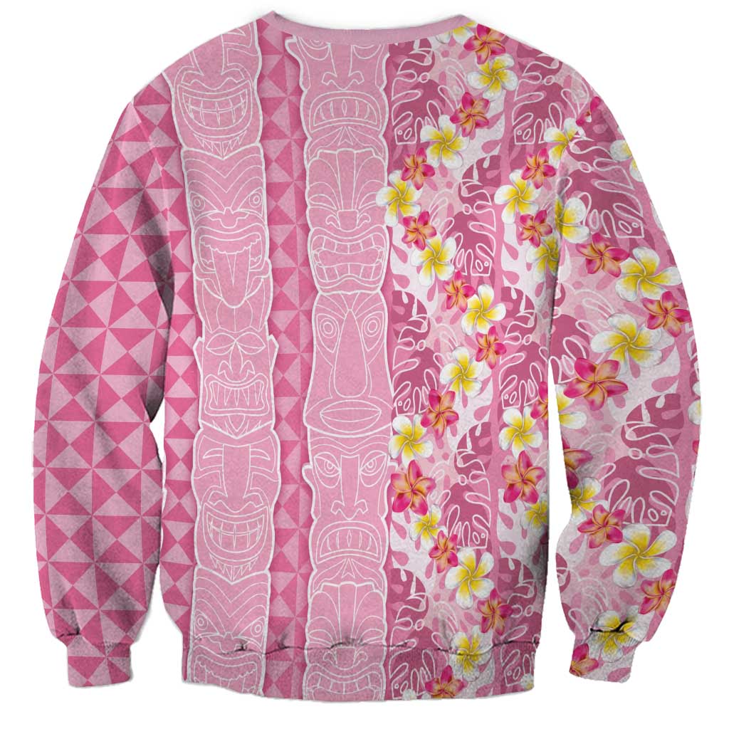 Pastel Magenta Aloha Hawaii Tiki Sweatshirt Tropical Plumeria - Seamless Style