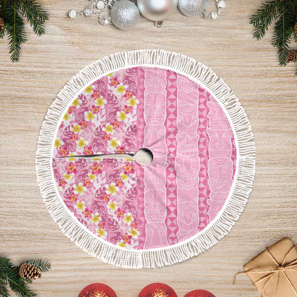 Pastel Magenta Aloha Hawaii Tiki Tree Skirt Tropical Plumeria - Seamless Style