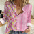 Pastel Magenta Aloha Hawaii Tiki Women Casual Shirt Tropical Plumeria - Seamless Style