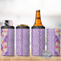 Lush Lilac Aloha Hawaii Tiki 4 in 1 Can Cooler Tumbler Tropical Plumeria - Seamless Style