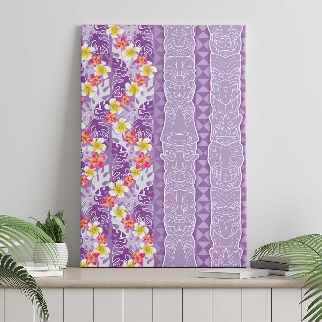 Lush Lilac Aloha Hawaii Tiki Canvas Wall Art Tropical Plumeria - Seamless Style