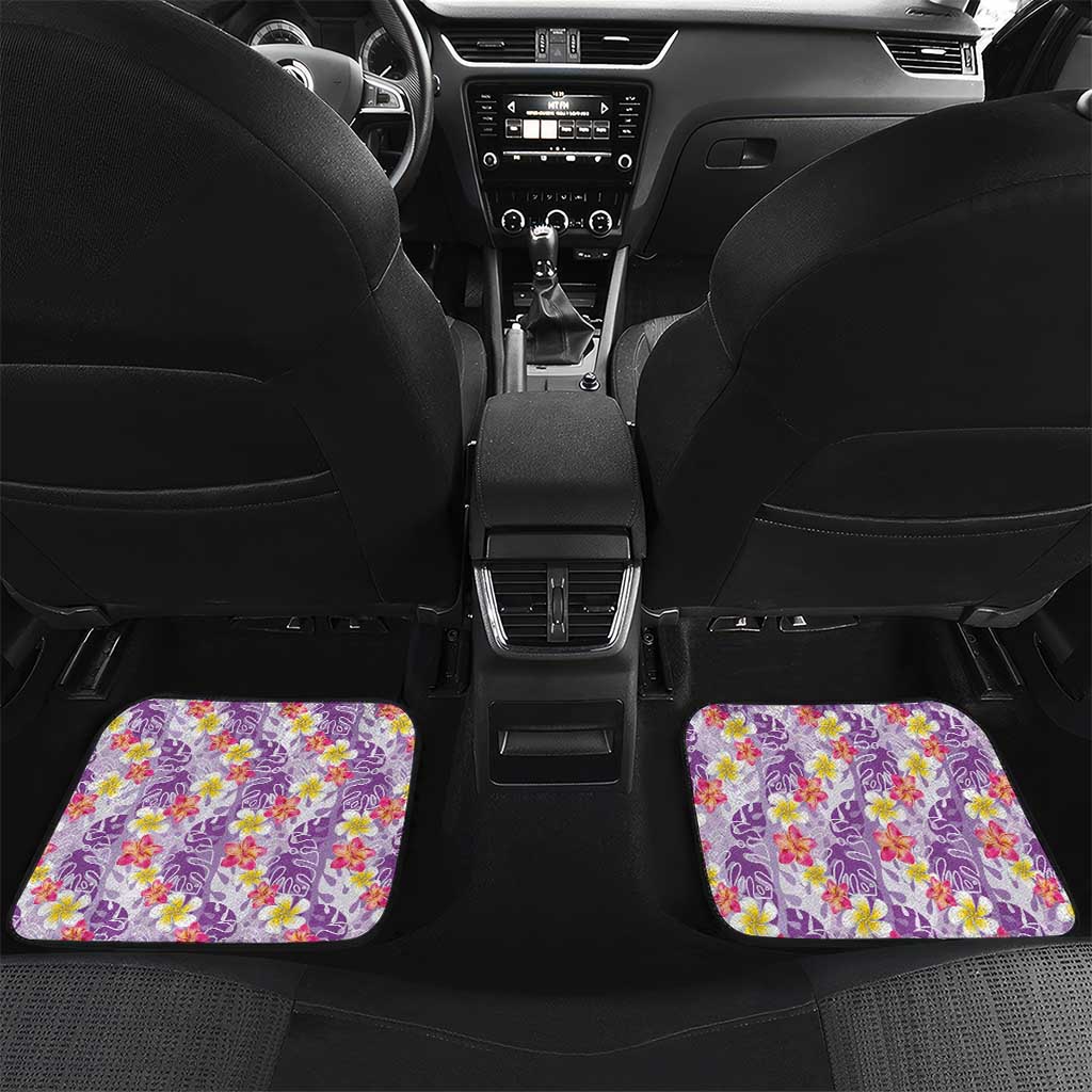 Lush Lilac Aloha Hawaii Tiki Car Mats Tropical Plumeria - Seamless Style