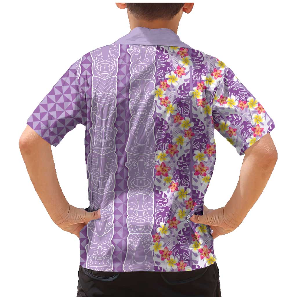 Lush Lilac Aloha Hawaii Tiki Family Matching Mermaid Dress and Hawaiian Shirt Tropical Plumeria - Seamless Style