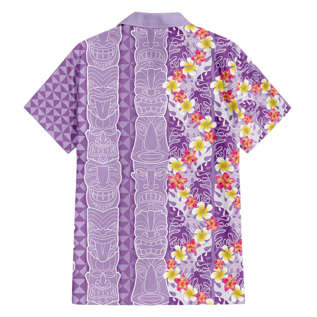 Lush Lilac Aloha Hawaii Tiki Family Matching Puletasi and Hawaiian Shirt Tropical Plumeria - Seamless Style