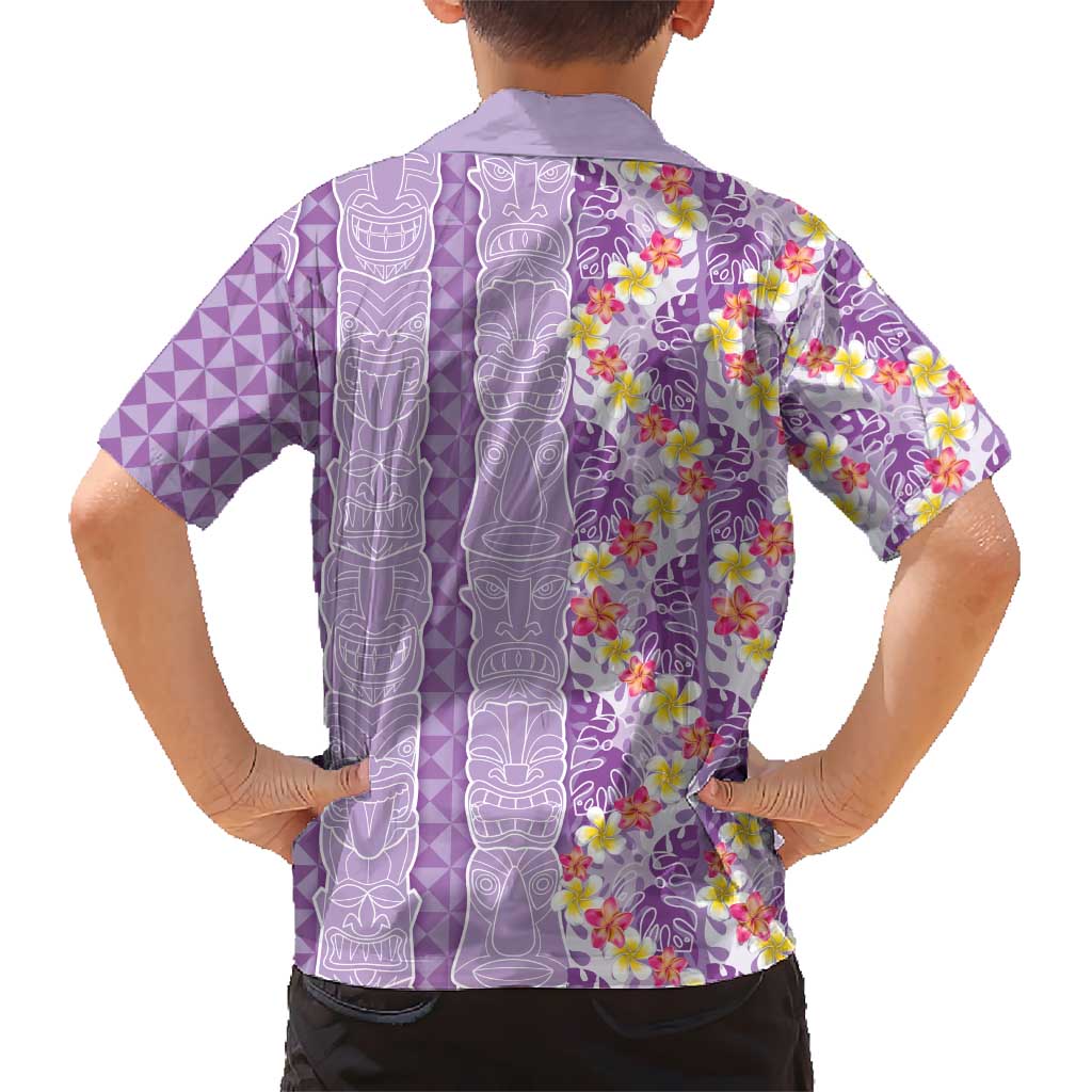 Lush Lilac Aloha Hawaii Tiki Kid Hawaiian Shirt Tropical Plumeria - Seamless Style LT14 - Polynesian Pride