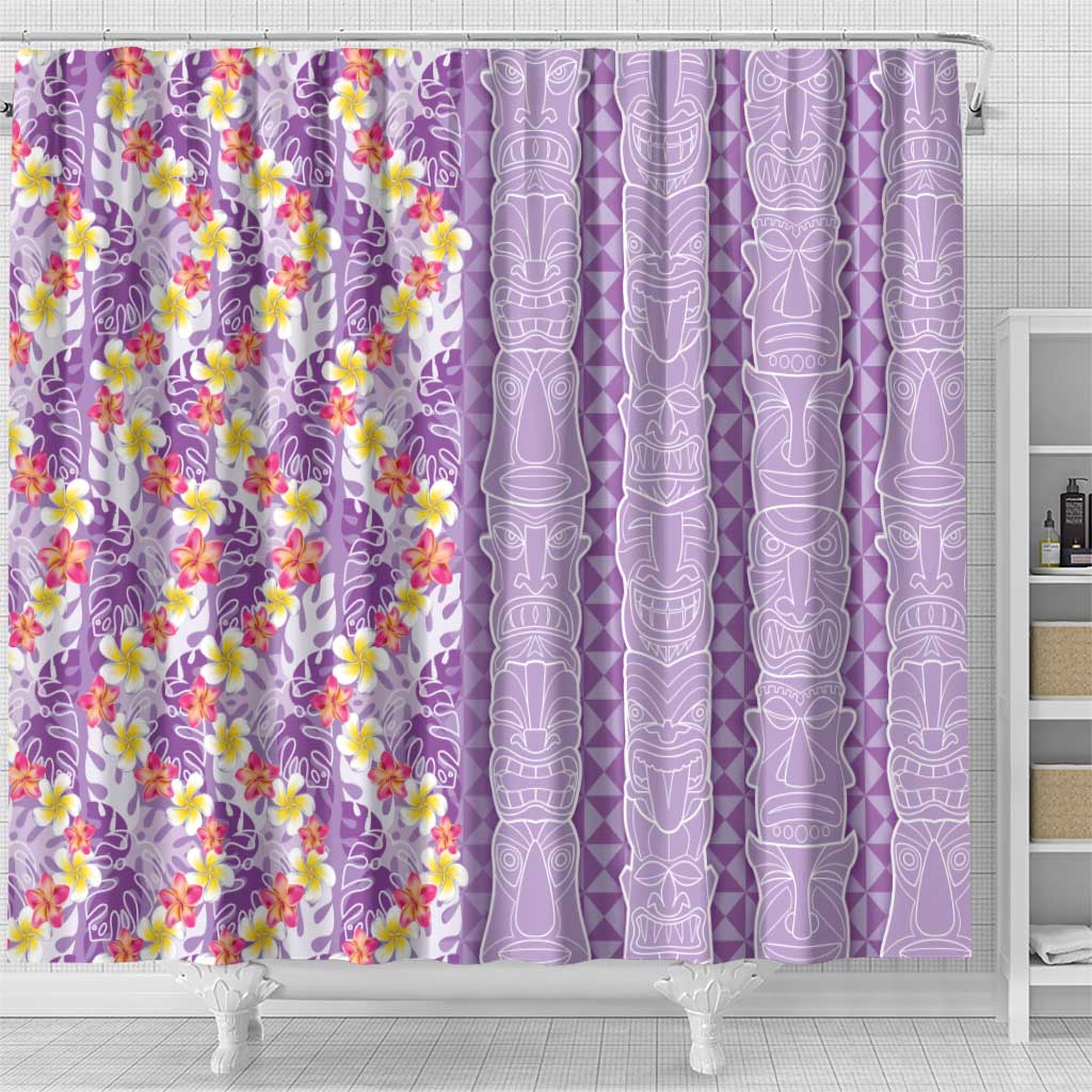 Lush Lilac Aloha Hawaii Tiki Shower Curtain Tropical Plumeria - Seamless Style