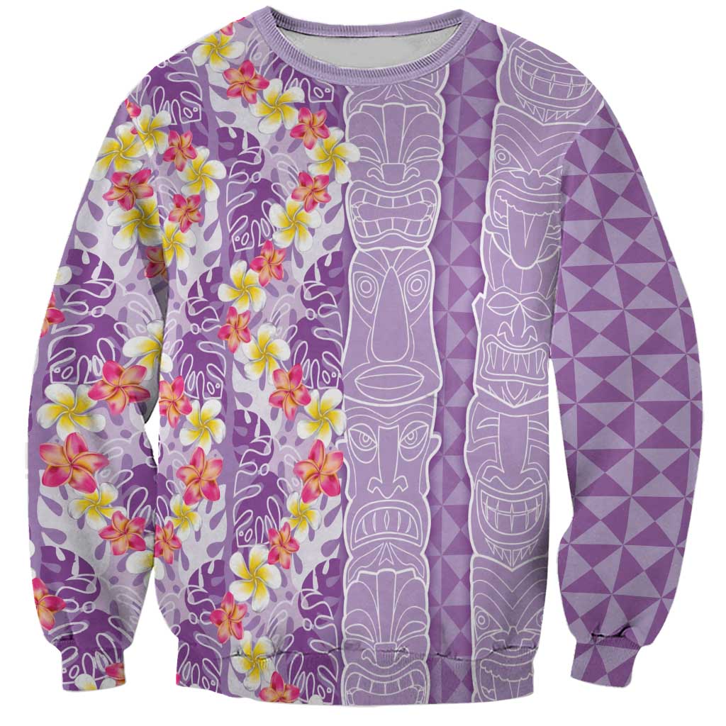 Lush Lilac Aloha Hawaii Tiki Sweatshirt Tropical Plumeria - Seamless Style LT14 Unisex Purple - Polynesian Pride