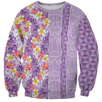 Lush Lilac Aloha Hawaii Tiki Sweatshirt Tropical Plumeria - Seamless Style LT14 Unisex Purple - Polynesian Pride