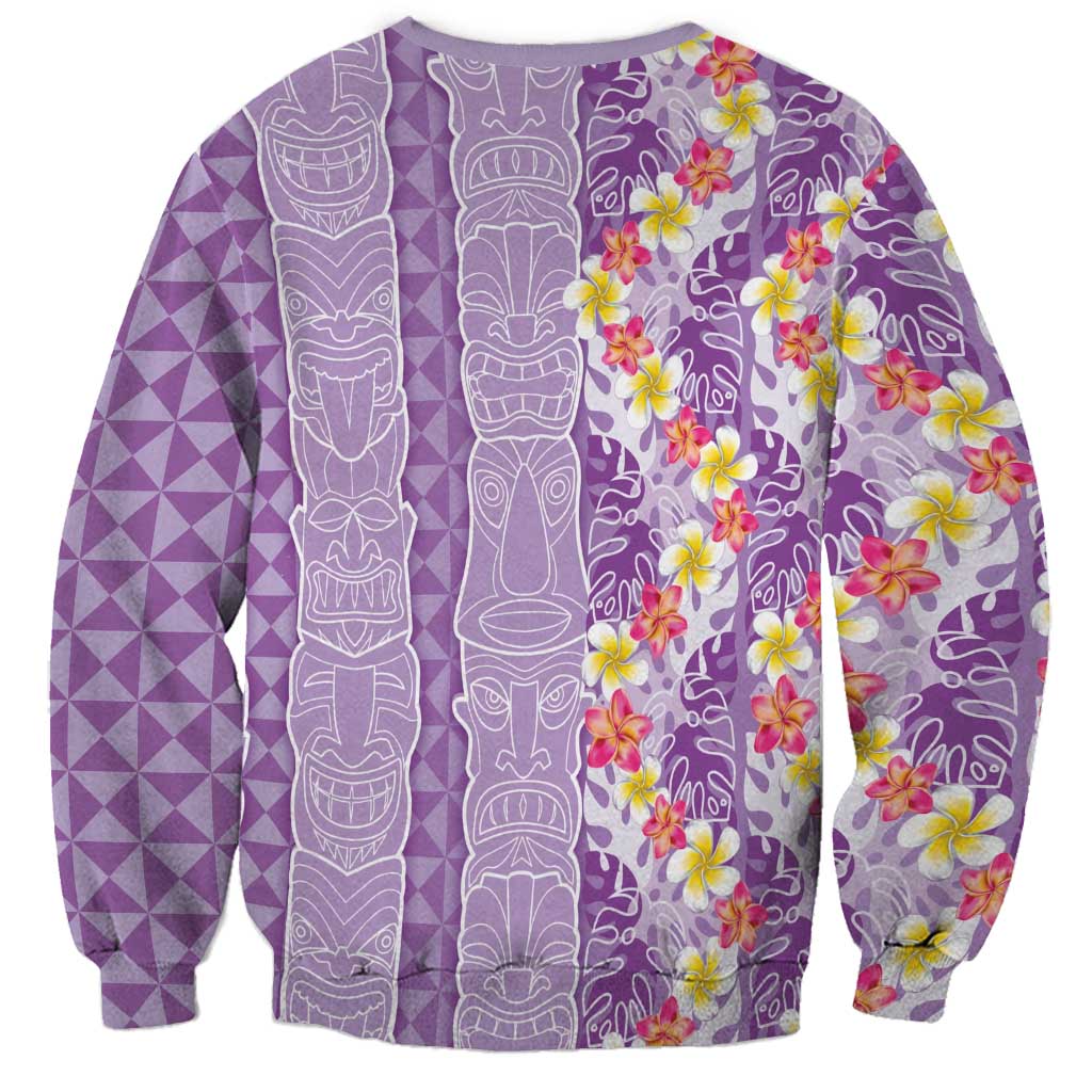 Lush Lilac Aloha Hawaii Tiki Sweatshirt Tropical Plumeria - Seamless Style LT14 - Polynesian Pride