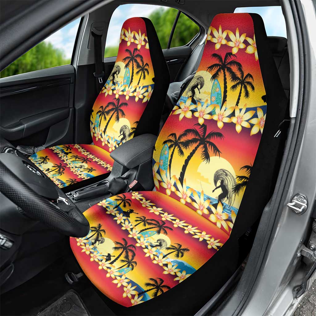 Tropical Islands Sunset Hawaii Car Seat Cover Go Surfing With Hula Girl - Summer Vibes