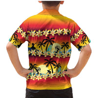 Tropical Islands Sunset Hawaii Family Matching Mermaid Dress and Hawaiian Shirt Go Surfing With Hula Girl - Summer Vibes