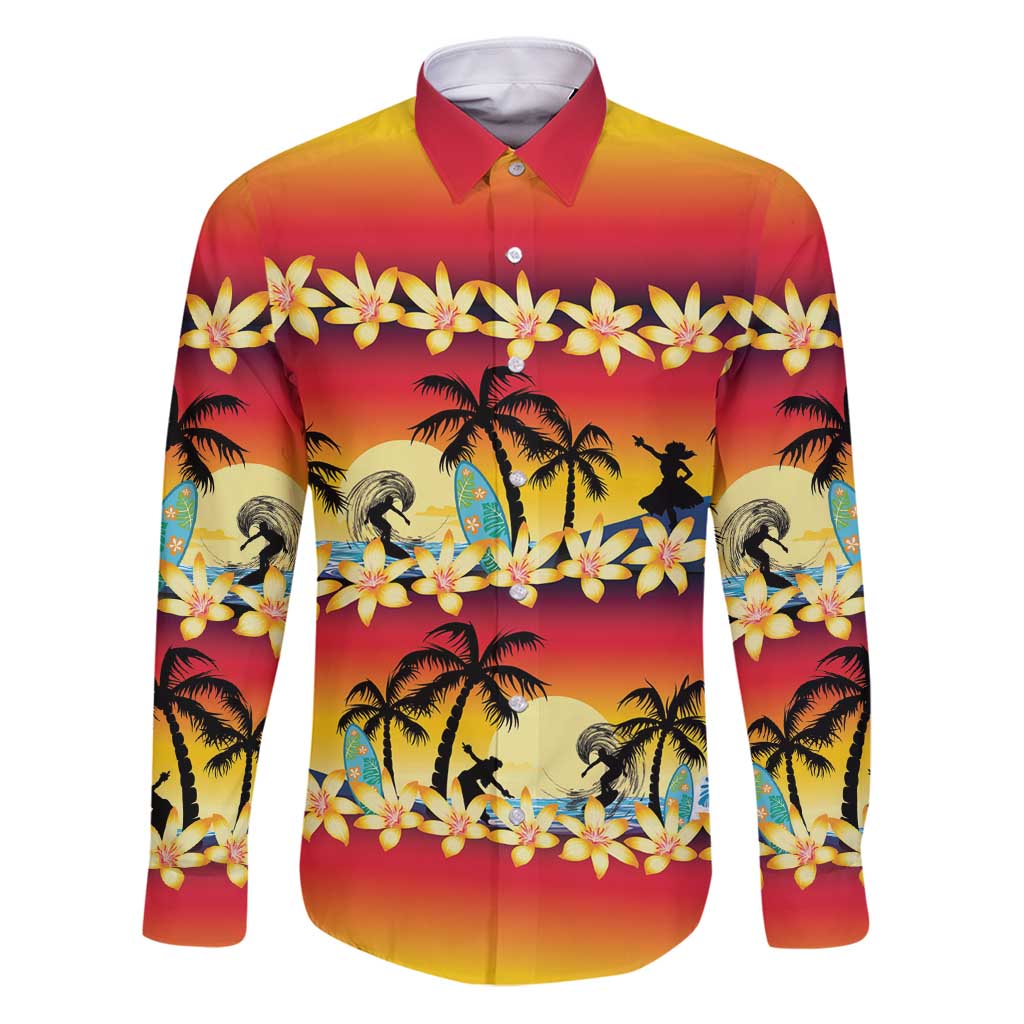 Tropical Islands Sunset Hawaii Family Matching Puletasi and Hawaiian Shirt Go Surfing With Hula Girl - Summer Vibes