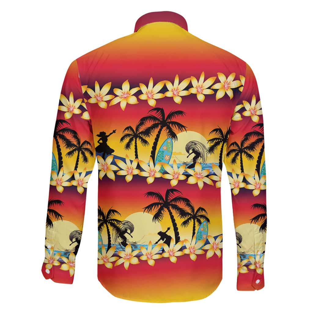 Tropical Islands Sunset Hawaii Family Matching Puletasi and Hawaiian Shirt Go Surfing With Hula Girl - Summer Vibes