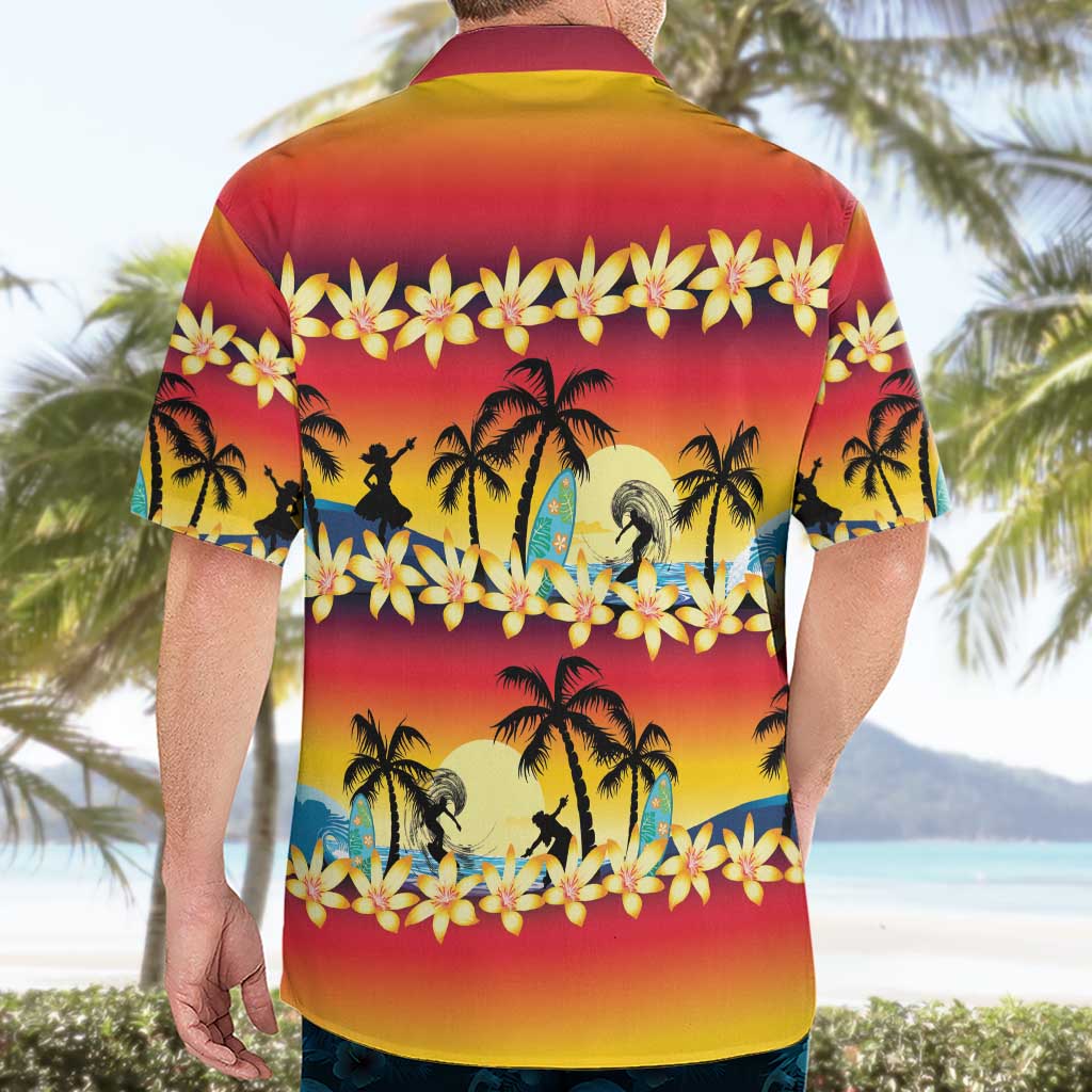 Tropical Islands Sunset Hawaii Hawaiian Shirt Go Surfing With Hula Girl - Summer Vibes