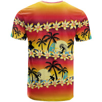 Tropical Islands Sunset Hawaii T Shirt Go Surfing With Hula Girl - Summer Vibes