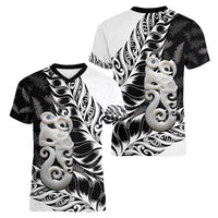 Aotearoa Manaia NZ Maori Silver Fern Women V-Neck T-Shirt LT14 - Polynesian Pride