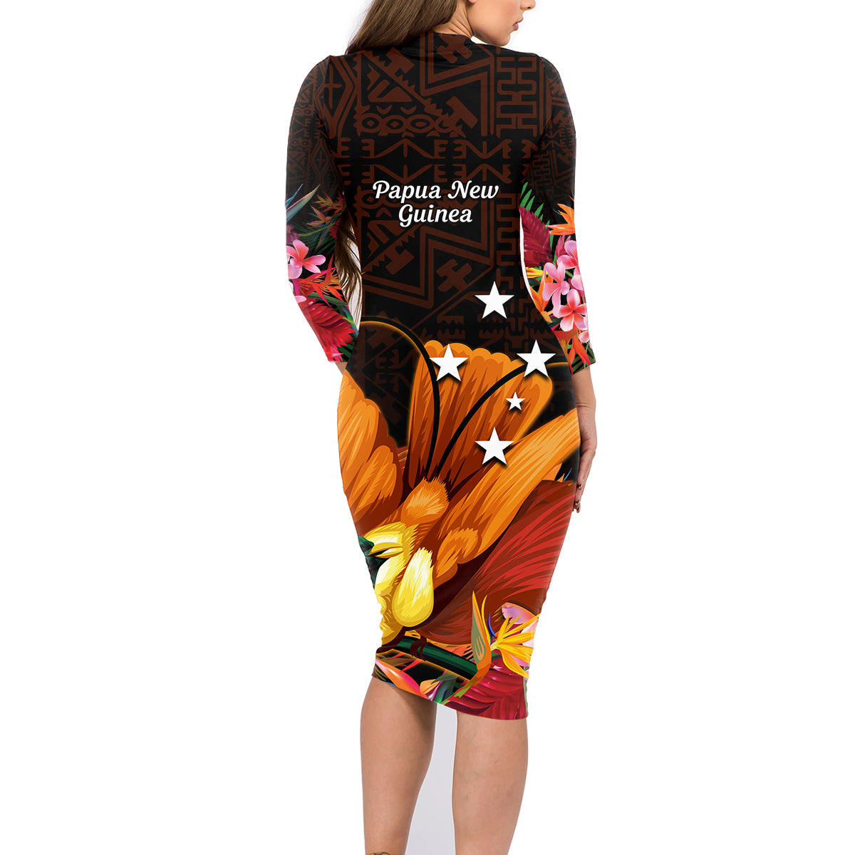 Gude Hi Hai Papua New Guinea Family Matching Long Sleeve Bodycon Dress and Hawaiian Shirt Motuan PNG Raggiana Bird of Paradise Tropical Vibes LT14 - Polynesian Pride