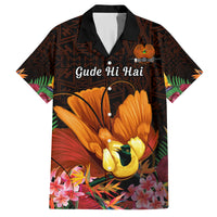 Gude Hi Hai Papua New Guinea Family Matching Off Shoulder Short Dress and Hawaiian Shirt Motuan PNG Raggiana Bird of Paradise Tropical Vibes LT14 Dad's Shirt - Short Sleeve Black - Polynesian Pride